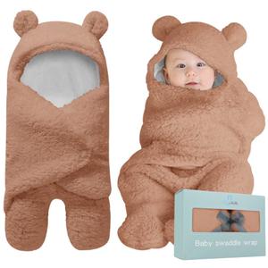 BlueMello Baby Swaddle Blanket | Ultra-Soft Plush Essential for Infants 0-6 Months | Receiving Swaddling Wrap Brown | Ideal Newborn Registry and Toddler Boy Accessories | Perfect Baby Girl Shower Gift, Brown