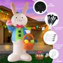 12FT Bunny Basket Easter Inflatable Decoration with Built-in LED Lights for Holiday Celebration Decorations on Yards, Lawns and Patios