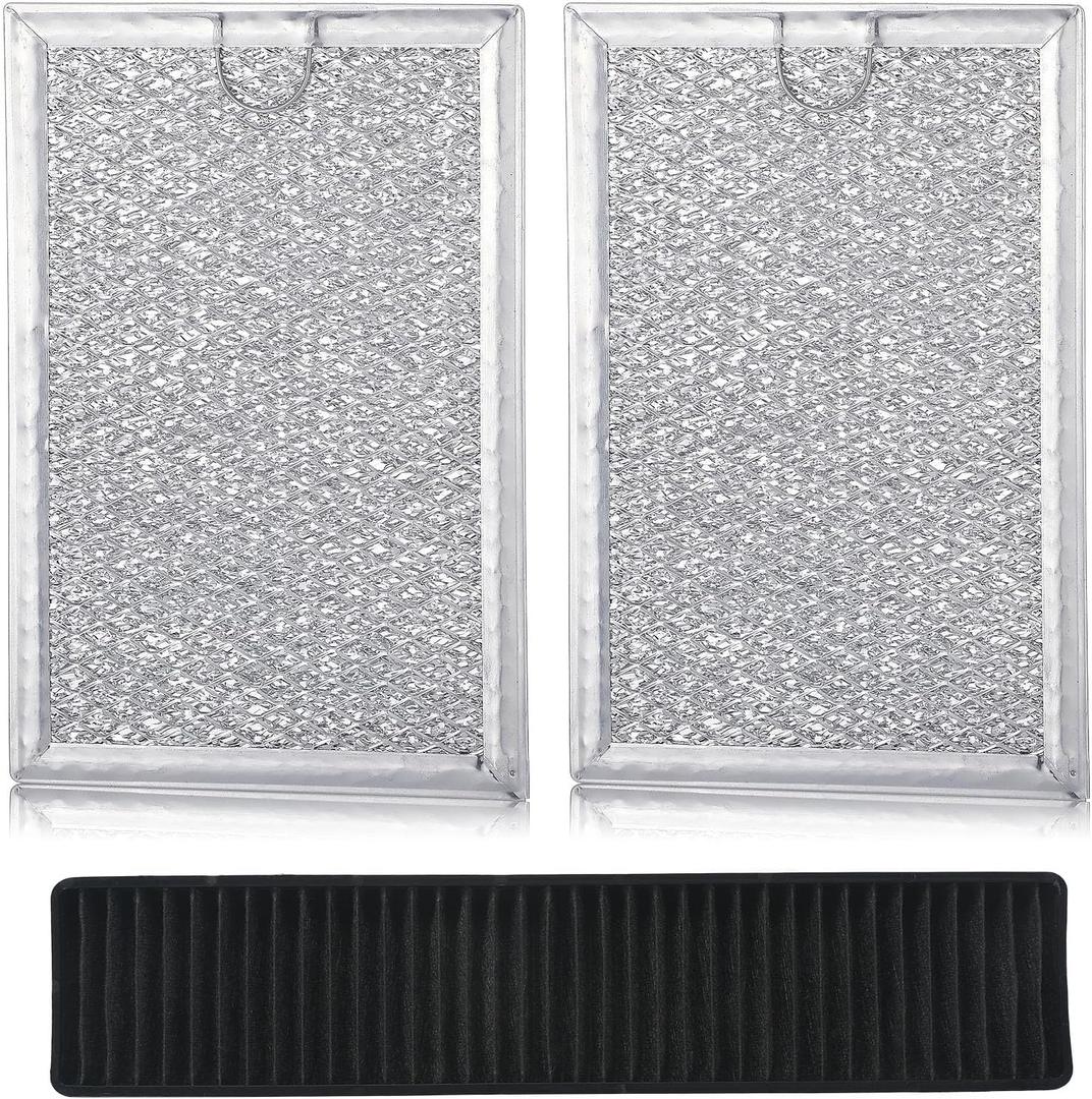 3 Pack Grease Filter & Charcoal Filters Set for Microwave Filter Replacement Combo  Compatible with LG LMV2031ST, LMV2031BD, LMHM2237ST, LMH2235ST & More (5230W1A012B & 5230W1A003A)