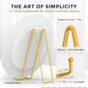 TR-LIFE 16 Inch Gold Metal Plate Stand (2 Pack) - Heavy Duty Display Stand for Extra-Large Plates, Frames, Platters and Art