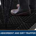 Smiry Front Door Mat Outside Entrance, Heavy Duty Sturdy Natural Rubber Doormat, Trap Dirt and Moisture, Easy Clean Low Profile Mats for Indoor Outdoor Entry, Irregular Triangle (29.5x17, Black)