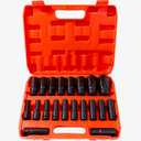 20 PCS 1/2-Inch Drive Deep Impact Socket Set, CR-V, 6 Point, 8mm to 32mm, Metric, Deep
