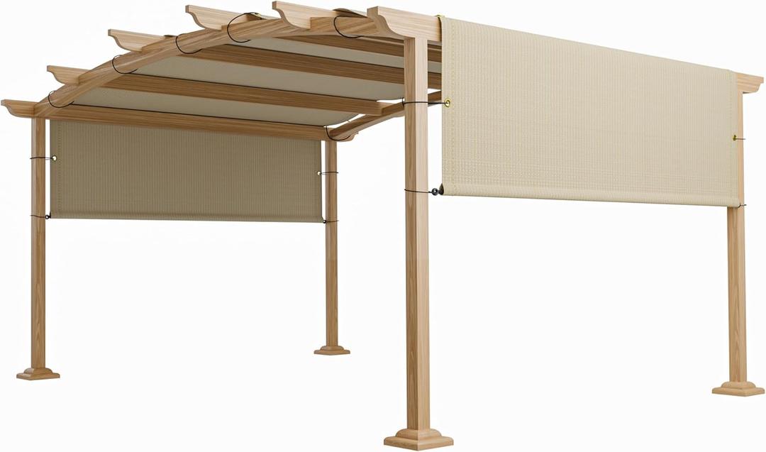 TANG 9'x16' Pergola Shade Cover Replacement Canopy for Patio Deck Sunshade Universal Shade Cloth with Grommets for Garden, Sunscreen Fabric with Weighted Rods(Beige)