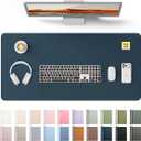 YSAGi Leather Desk Protector, Office Mat, Large Mouse Mat, Non-Slip PU Leather Blotter, Laptop Pad, Waterproof Writing Pad for Office and Home (Dark Blue, 31.5" x 15.8")