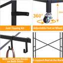 Aibiju Clothes Rack, Heavy Duty Garment Rack for Hanging Clothes, Industrial Clothing Racks with Shelves, 2 Fabric Drawers, 4 Hooks, 1 Hanging Rods Black YD-TM080B