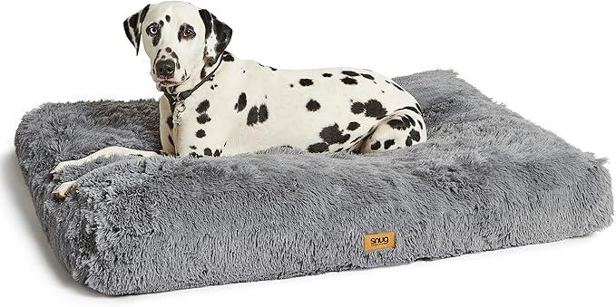 Snug Super Fluffy Large Dog Bed - Super Soft, Cosy and Comfortable Cat Dog Pet Bed Pillow Mattress Sofa Cushion with Non-Slip Base and Machine Washable Cover - Large - 90 x 60 x 11cm - Grey