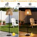 Outdoor Solar Floor Lamp,Waterproof Outdoor Floor Lamps for Patio Cordless Outdoor Rattan Floor Light for Patio, Porch, Garden,E26 Outdoor Standing lamp
