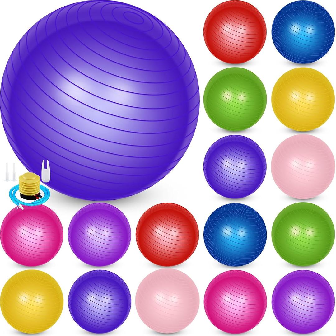 Leyndo 16 Pcs 26 Inch Yoga Exercise Ball Bulk with Pump