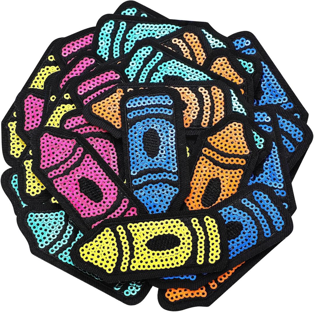 Lyrow 15 Pcs Crayon Iron on Clothes Patch with Sequin School Teacher Embroidered Iron on Patches for Teacher Student Jean Jacket Backpack Gift for Term Begins