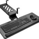 HUANUO Keyboard Tray Under Desk, Adjustable Ergonomic Keyboard & Mouse Tray, Flat Bottom Or Cross Beam Installation, Smooth Sliding Keyboard Holder for Typing in Home Office, Easy Setup, 25″W x 9.84″D