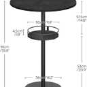 YATINEY Bar Table with LED Light, Round Bar Table Set of 2, High-top Table with Metal Frame, Pub Cocktail Table, Large Base for Living Room, Kitchen, Bar, Black BT15L2UDBB, 21.7 inches x 21.7 inches x 35.8 inches