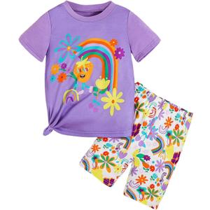 Kid Girl Clothes Shorts Set 2 Piece Outfits Summer Casual Short Sleeve Top and Shorts Set for Girls 4-7 (6-7 Years)