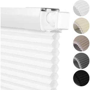 No Drill No Tools Light Filtering Cellular Shades for Windows White,35"W x 64"H,Easy to Install,Cordless Honeycomb Blinds Noise Reduction Thermal Insulated, White
