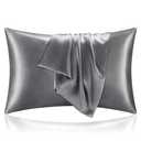 BEDELITE Satin Pillowcase for Hair and Skin, Super Soft and Cooling Similar to Silk Pillow Cases 2 Pack with Envelope Closure, Gift for Women Men(20"x30" Queen Size, Dark Grey)