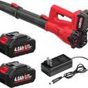 FULLYEA Electric Leaf Blower Cordless, 21V Battery Powered leaf blower with 2*4.0Ah Batteries and Fast Charger, 280 MPH Small Leaf Blower, Handheld Blowers for Lawn Care, Patio, Dust, Blowing Leaves