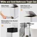 XLHOMO White Bathroom Accessories Set 8 Piece White and Gold Bathroom Set, Bathroom Sets with Stainless Steel Trash Can,Toilet Brush,Toothbrush Set,Soap Dispenser