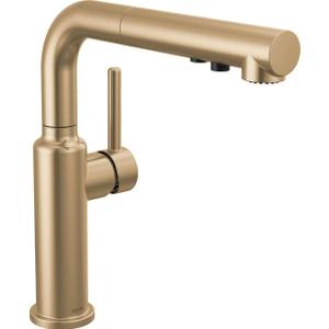 Delta Daneri Brushed Gold Kitchen Faucet with Pull-Out Sprayer, Modern Single Hole Kitchen Sink, Single Handle, Champagne Bronze 16879-CZ-DST