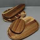 Okllen Set of 5 Small Acacia Wood Serving Platter and Trays, Irregular Oval Solid Wood Plates Serving Tray, Lightweight Wood Dinner Plates for Breakfast, Coffee, Tea, Snack, 6.3~11.7" L, 5.1~8.2" W