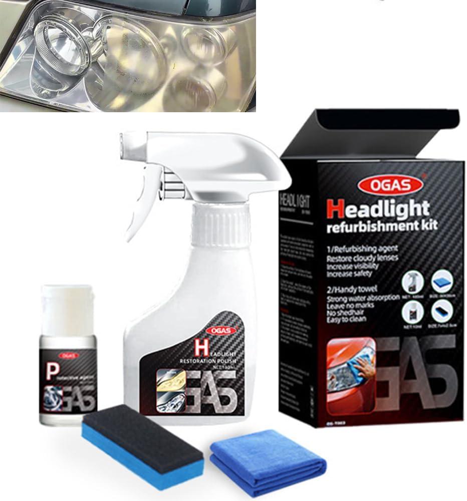 Automotive Headlamp Restoration Fluid Oxidized, Headlight Refurbishment Kit, Professional Car Headlamp Cleaner with Refurbishing Agent, Durable Headlight Repair Kit for All Vehicle Types