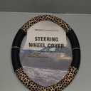 Road Comforts Leopard Steering Wheel Cover - Made with PVC Leather Cheetah Print - Anti-Slip, Universal Fit 14 1/2 inches to 15 inches - Black