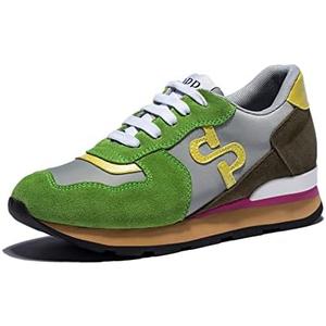 OPP Women Fashion Sneakers Casual Lace-up Suede Leather Athletic Tennis Sports Gym Running Shoes Women, Size 41, Green
