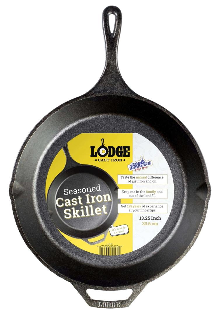 Cast Iron 13.25" Seasoned Cooking Skillet Kitchen Cookware Frying Pan, Black