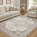 6x9 Washable Area Rugs for Living Room: Non Slip Vintage Brown Rug, Large Soft Stain Resistant Indoor Floor Carpets for Bedroom Dining Room Farmhouse Nursery Home Office Kid & Pet Friendly