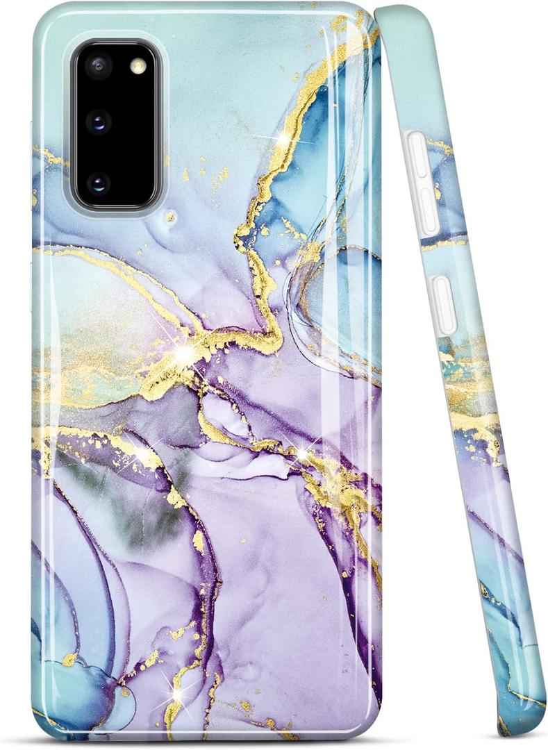 JIAXIUFEN Galaxy S20 Case Gold Sparkle Glitter Marble Slim Shockproof TPU Soft Rubber Silicone Cover Phone Case for Samsung Galaxy S20 5G 6.2 inch Purple Blue
