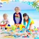 Funrous 146 Pcs Summer Party Favors, DIY Stickers Button Pins Badges Stampers Lids Straws Cups Cards Whistles for Beach Pool Summer Birthday Party Favor Supplies Hawaiian Tropical Tiki Aloha Gift Sets