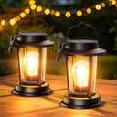 Solar Lanterns Outdoor Waterproof, Bright Hanging Solar Lights for Outside, Upgraded Lanterns Solar Powered Lighting for Garden Patio Porch Tree Decor (Warm Light, 2 Pack)