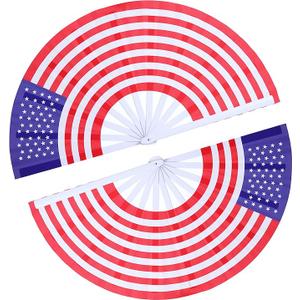 GeGeYa American Flag Fan-Folding Hand Fans-13 inch Large Rave Fan Popping Fan Clacking Fans for Line Dancing Outdoor,Wedding,Party,Decoration (American Flag,2 Pack)