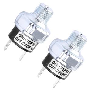 Air Pressure Switch 170-200 PSI, 1/4 Inch NPT DC 24V/12V Air Compressor Pressure Switch 200PSI for Air Horn/Tank - 2 Pack