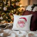 2 x Pink Christmas Pillow Covers 18 * 18,Cute Santa Pillow Covers,Funny Pillows Covers,Cute Christmas Decor,Pink Christmas Decor, Christmas Decorations for Living Room Bedroom DecorSanta Claus Decor (Color 04)