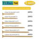 YIRAN Deck Screws Wood Screws Assortment Kit, 150 PCS, Wood Screws, Screws, Drywall Screws, Screws Set,6 Sizes(1-5/8,''2,''2-1/2,''3,''3-1/2,''4,''), T25 Star Bit Included, Tan