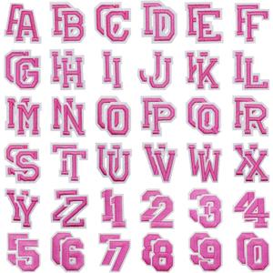 Allazone Sew on Patch, Letters and Numbers Iron on Patches, A-Z and 0 to 9 Embroidered Applique Patches for Craft DIY, Clothing, Hat, Jacket, Backpack (Rose)