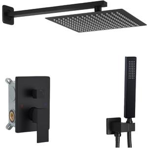 Shower Faucet Set 16 Inch Wall Mount Rain Shower System, All Metal Shower Fixtures - Brushed Gold