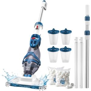 ENHULK PC20 Pro Cordless Pool Vacuum, Upgraded Dual Mode, 22 GPM Powerful Suction, 150" Telescopic Pole, 6 Filter Units, 75 Minutes Runtime, Handheld Pool Cleaner for Above/Inground Pools