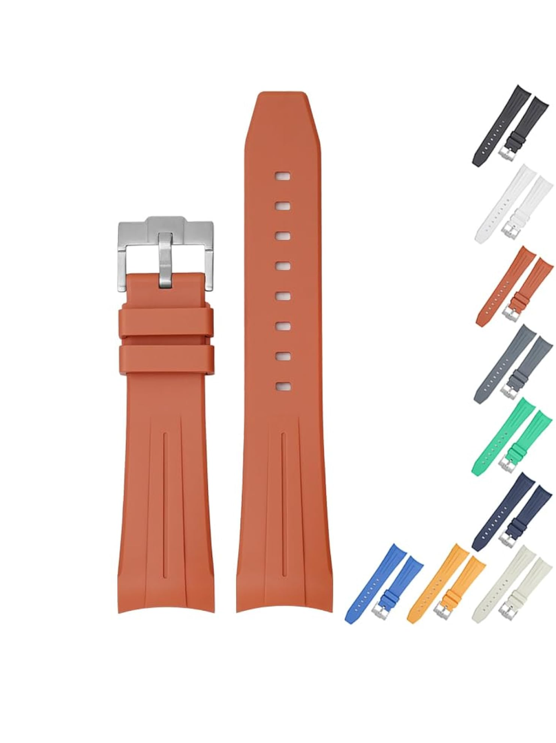 22mm Curved End Rubber Band For Blancpain X Swatch, Replacement Watch Band With Buckle For Blancpain X Swatch Silicone Rubber Watch Strap - Orange