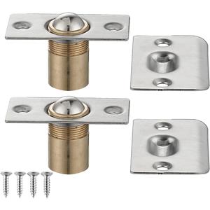 JQK Closet Door Ball Catch Hardware, Stainless Steel Catch Adjustable with Strike Plate, Brushed Satin Finish 2 Pack, HBC100-P2