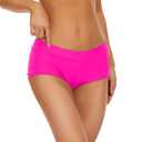 Annbon Ruched Scrunch Butt Bikini Bottoms Mid Rise boy Short Swim Bottoms Bathing Suit Bottoms for Women Full Coverage (Large, Hot Pink)