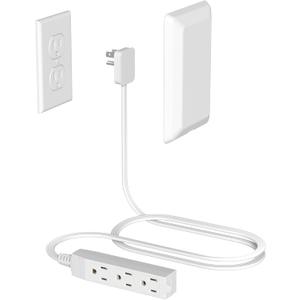 Flat Plug Power Strip Wall Outlet, 3 AC Outlets, Ultra Thin Extension Cord, Multi Socket Extender for Home Office, Dorm Room Essentials for Girls and Boys (White 3ft)