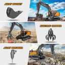 DOUBLE E Volvo 1:16 Scale RC Excavator 3-in-1 Construction Toys with 360 Rotation, Metal Shovel, Drill & Grabber Professional Grade Remote Control Engineering Vehicle, 27.17 inches