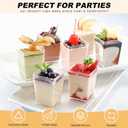 320-Pack Dessert Cups with Spoons 5 oz Mini Plastic Dessert Cups for Party Yogurt Parfait Jello Fruit Appetizer Cocktail Small Clear Reusable Square and Round Goblet-Shaped Dessert Bowls Shot Glasses