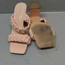 Syktkmx Womens Braided Heels Sandals Chunky Block Heel Double Strap Summer Dressy Sandal , size 9