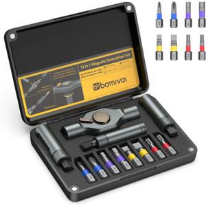 ORIA Magnetic Ratchet Screwdriver Set, Portable Ratcheting Screwdriver Set with Flexible T-Handle, 8 S2 Steel Bits, Mini Repair Tool Kit for DIY, Bicycle, PC, Furniture