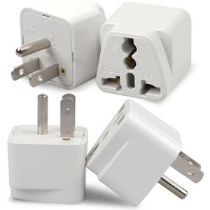 4 Pack Universal Adapter, Europe to US Plug Travel Adapters (White)