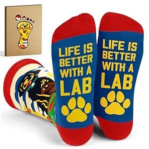Dog Socks - Fun Christmas Socks for Dog Moms, Ideal Dogs Christmas Stocking Stuffers for Women, Creative Labrador and Labradoodle Gifts, Warm dogs-Themed Perfect Black Labrador Gift for Women, One Size