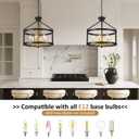 6-Light Modern Farmhouse Chandelier, Black and Gold Semi Flush Mount Ceiling Light Fixture Convertible Hanging Pendant Lights, Rustic Vintage Chandeliers for Dining Room Foyer Kitchen Bedroom Entryway, 20 inches