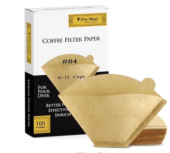 Pro Mael Cone Coffee Filters #4, Number 4 Coffee Filter 8-12 Cup for Drip Coffee Maker, Unbleached Natural (100, #4)