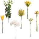 Ling's moment Artificial Greenery Stems Box Set, 30pcs with 7 Kinds of Faux Greenery Picks for DIY Bridal Bouquets Wedding Floral Arrangement Table Centerpieces, Lemonade Yellow